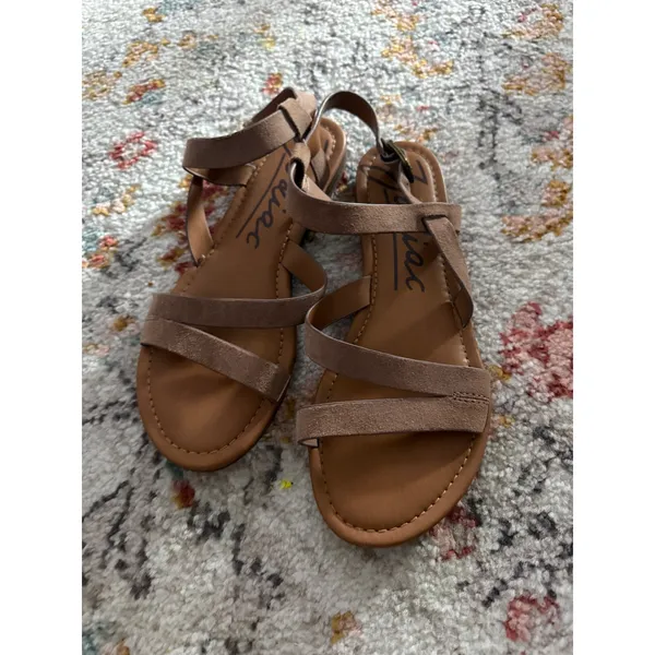 Zodiac Womens Tan Brown Leather Strappy Flat Sandals Ankle‎ Buckle Boho Size 9 - Image 2