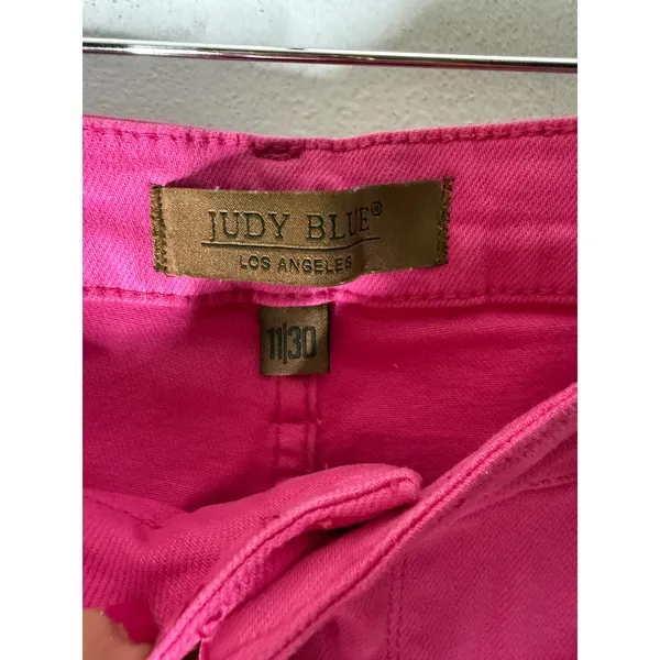 Judy Blue Hot Pink Heart Edition Wide Leg Raw Hem‎ Pants size 11/30 - Image 4
