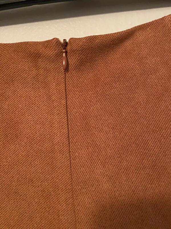 She & Sky Brown Faux Suede Wrap Gored Skirt With Side Tie - Image 8