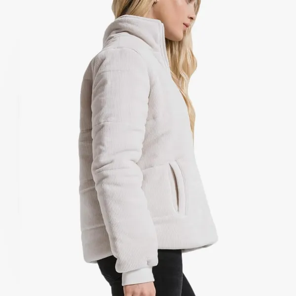 Z Supply Women’s Corduroy Puffer Jacket in Champagne‎ Mist Size Large - Image 2
