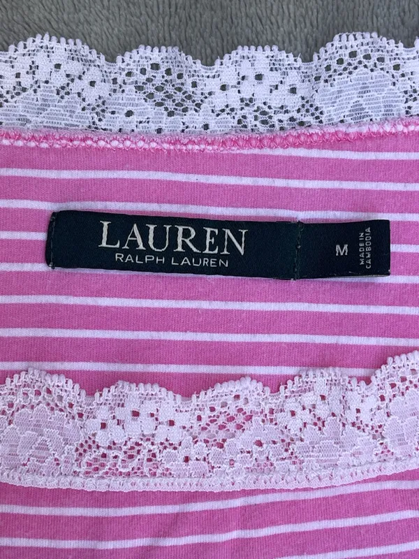 Lauren Ralph Lauren Pink Striped Nightgown Preppy Summer Classic Loungewear M - Image 7