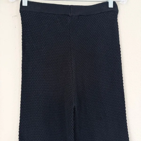Free People Beach Hailee Waffle Stitch Black Wide Leg Pants Women XS Chunky Knit - Image 7
