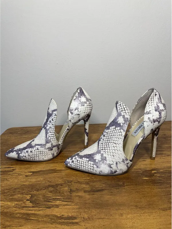 Steve Madden DOLLY Natural Snakeskin Pointed Toe Stiletto Pump 6.5 norm - Image 3