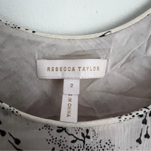 Rebecca Taylor Floral Godet Cotton & Silk Tank in Parfait Combo flounce - Image 4