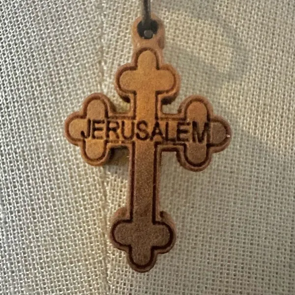 Jerusalem Wooden Cross Pendant Necklace - Image 6