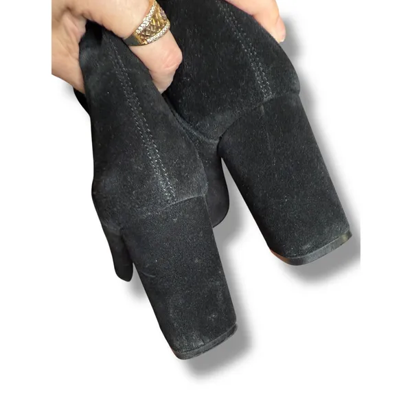 SOL SANA‎ Boots Womens 38 Black Suede Block Heel Knee High Shoes Modern Chic - Image 3