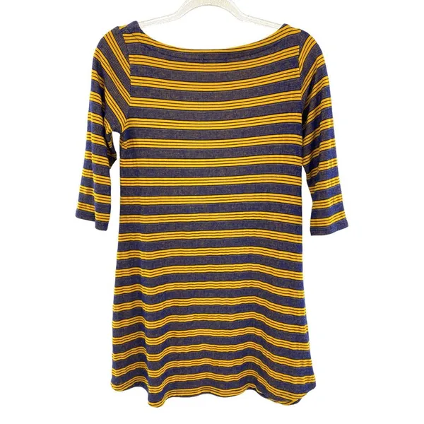 BDG‎ Urban Outfitters Womens Yellow Navy Striped Knit 3/4 Sleeve Dress Size Med - Image 2