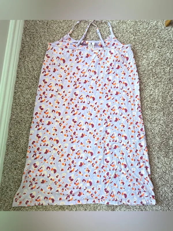 Pact Organic Cotton Cross Back Strap Side Slit Mini Sundress Size Medium Floral - Image 2