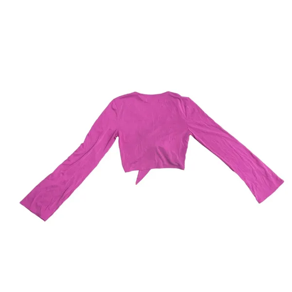 Urban Outfitters Elle Keyhole Flare Sleeve Magenta Wrap Blouse SZ S Y2K Festival - Image 2