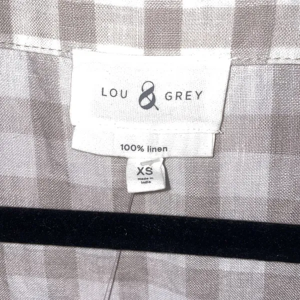 NEW Lou & Grey Linen Dress Women XS Tan Gingham Button Beach Vacation Preppy - Image 4