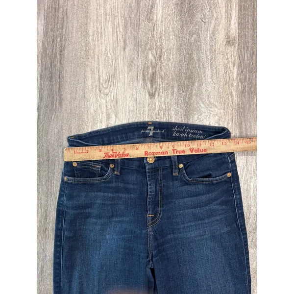 7 For All Mankind Karah Bootcut Jeans Dark Wash Short Inseam Size 29 - Image 7