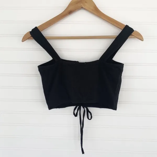 Nollie Lace Up Crop Top Small Black Corset‎ Style Camisole Sleeveless Tank - Image 3