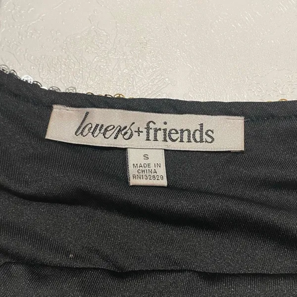 Lovers + Friends Size S Sequin One Shoulder Mini Dress Gold Silver Party - Image 4
