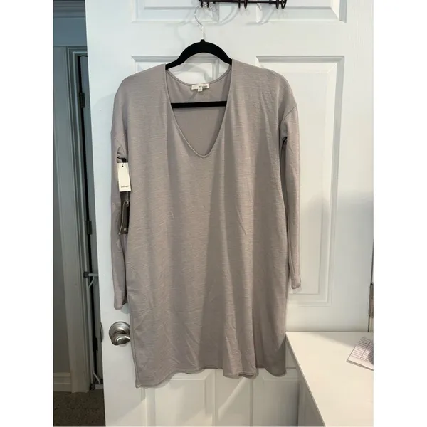 Wilfred Free Gail sweater Neutral Light Gray V-Neck Dress - Image 4
