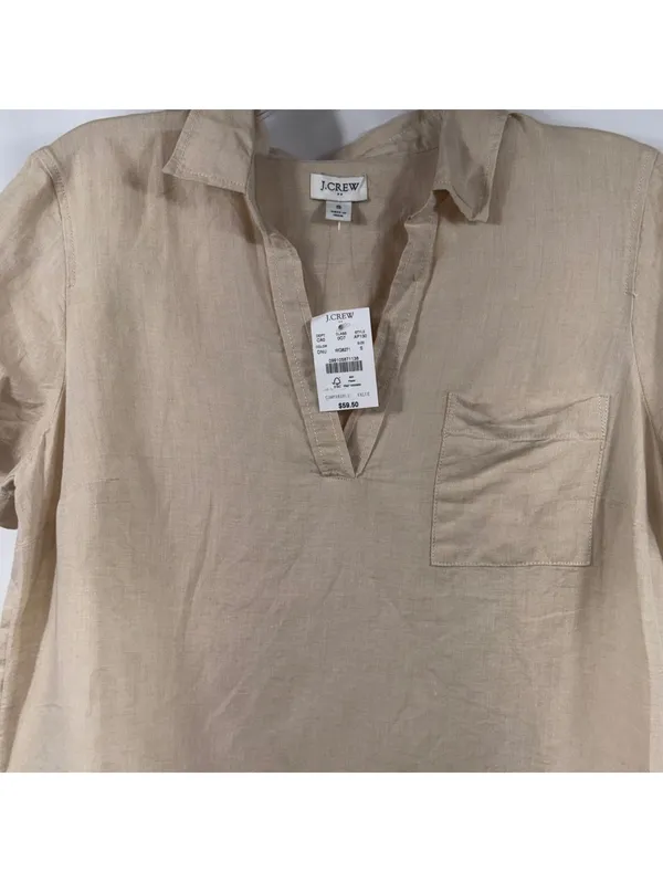 J.Crew Linen Cotton Popover Shirt Beige Size S NWT - Image 2