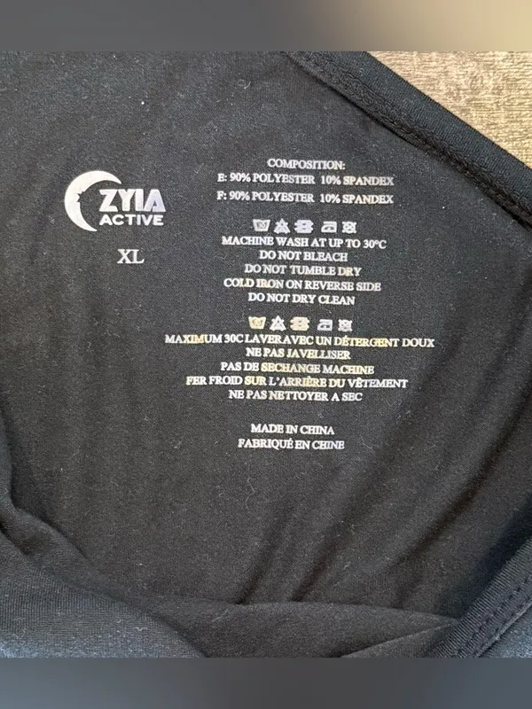 Zyia Active Effortless Tank Top Black Racerback Activewear Running Workout XL - Image 2