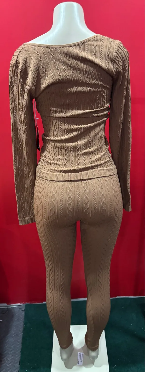 ALL ACCESS Tan Cable Knit Leggings Set(OS) - Image 3