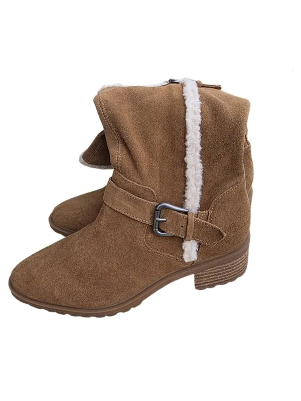 Lucky Brand Genuine Leather Suede Womens Boots Buckle Full Zip Size 7 - Image 3