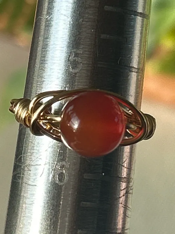 Handmade 💍 Handcrafted Carnelian Wire Wrapped Crystal Ring size 5.5 - Image 3