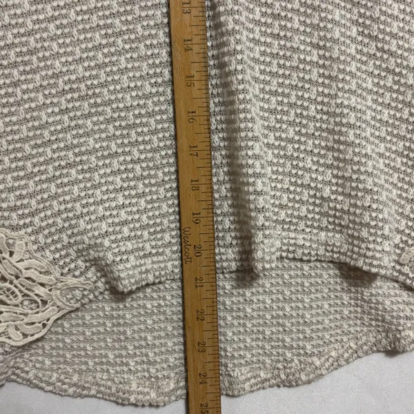 American Eagle Short Sleeve Sweater Cream Crochet Lace Boho Coastal Casual Small - Image 8