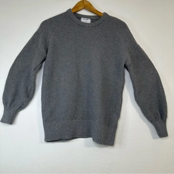 Old Navy Tunic Length Ballon Sleeves Heather Gray Knit Sweatshirt I. Size S - Image 2