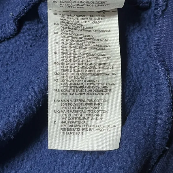 M Adidas Navy Fleece Hoodie Pullover With White Accents Athletic Athleisure - Image 7
