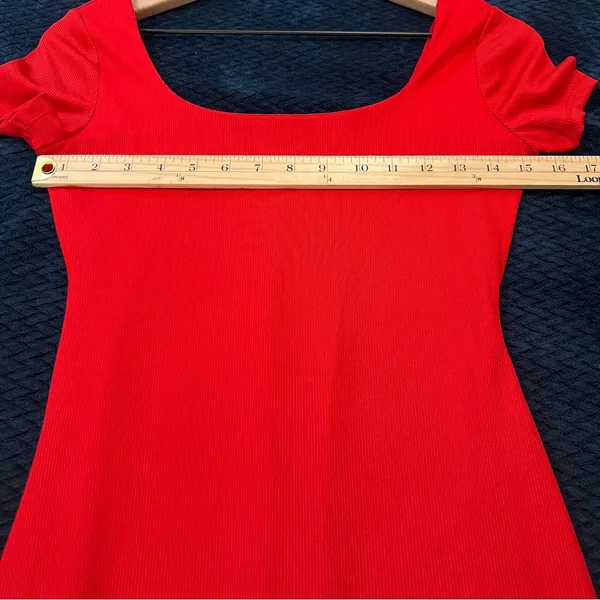 Haute Monde Red Stretch Ribbed Jersey Knit Side Slit Bodycon‎ Scoop Maxi Dress S - Image 12