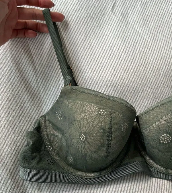 Lace Green and Tan Bra with Rose Gold clasps - Image 4