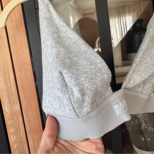 SKIMS bralette cotton ribbed plunge vneck heather gray adjustable - Image 8