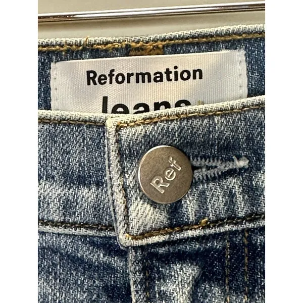 Reformation Stevie Ultra High Rise Jean Women 24 Blue Malta Comfort Stretch - Image 4