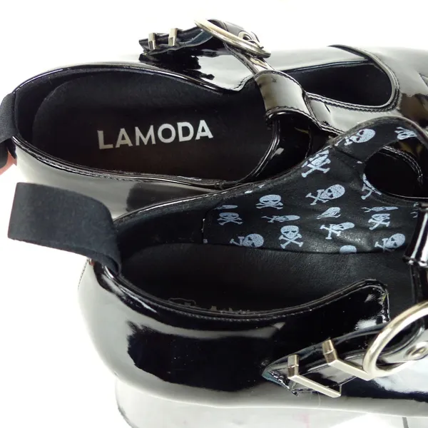Lamoda Mary Jane Shoes Women 7 Black Patent Overthinking It Platform Cutout Goth - Image 14
