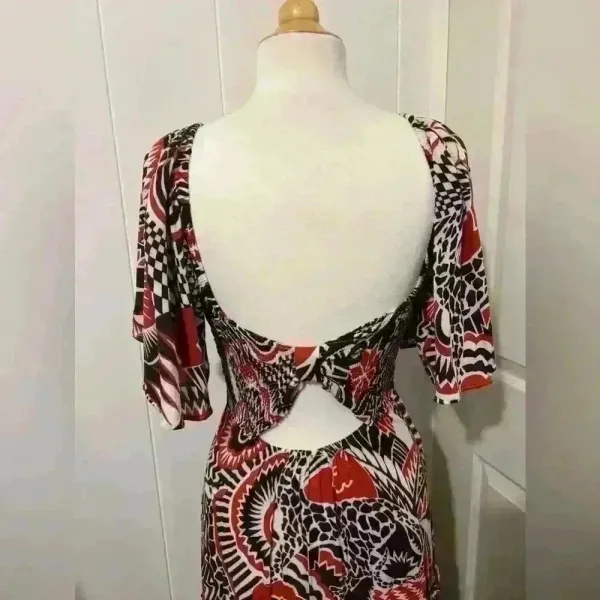 Anthropologie Maxi Tiered Dress Small Brown‎ Orange Bohemian Cutout Boho $180 - Image 6