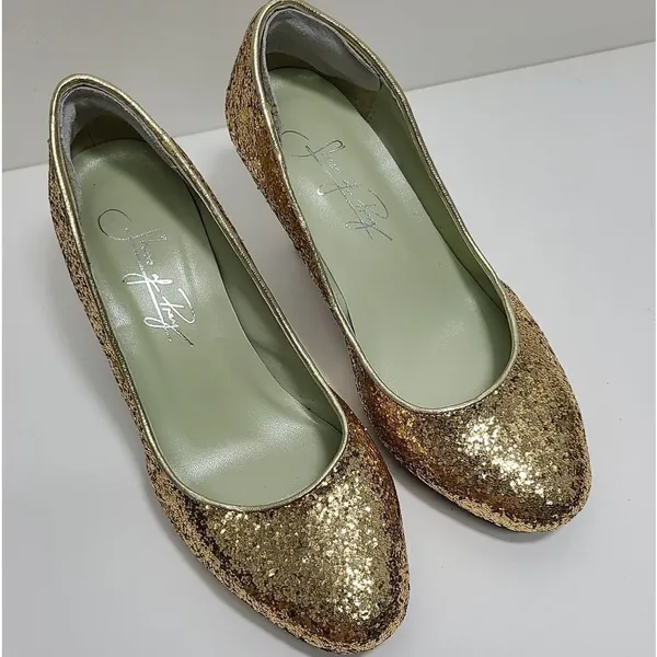 Shoes of Prey Bridal Gold‎ Glitter Pumps Size 35 - Image 6