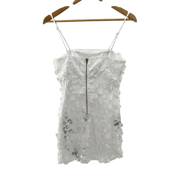 Storia Small‎ 3D Floral Appliqué Shift Mini Dress Bridal Cocktail Party Metallic - Image 4