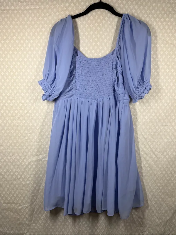 Abercrombie & Fitch Light Purple Pleated Chiffon‎ Short Puff Sleeve Dress - Image 7