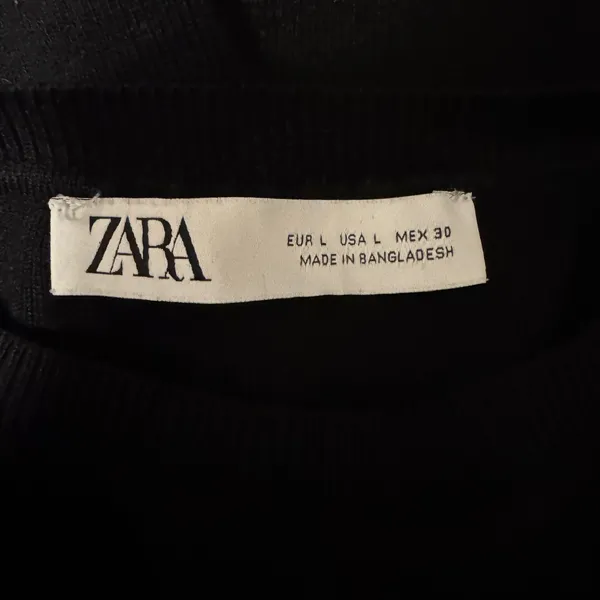 2214 | Zara Ribbed Knit Slim Fit Sleeveless Crop Tank Top Black Womens L - Image 5