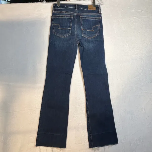 American Eagle Outfitters Hi‎ Rise Crop Flare Jeans Dark Wash Size 0 - Image 2