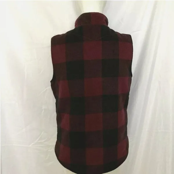 Thread and Supply Plaid‎ Vest Sherpa lined Womens Size Small Red and Black EUC - Image 2