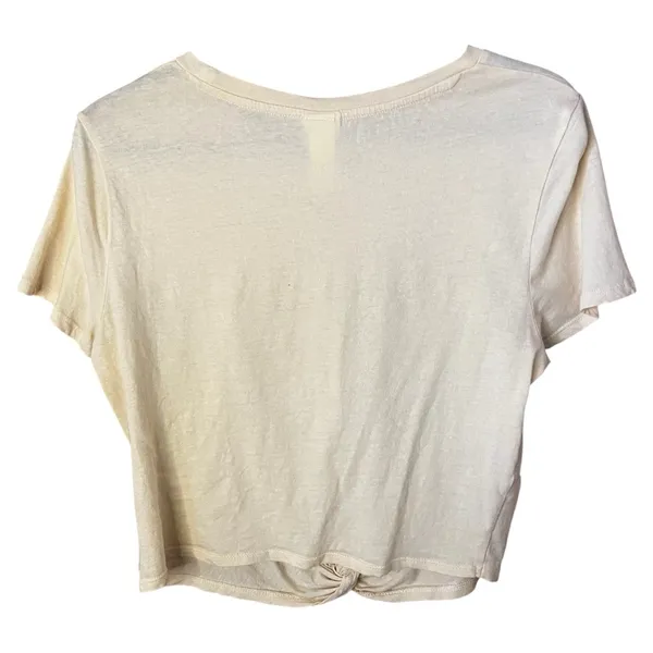 H&M Front Tie Knot Top Shirt Med Crop Baby Tee Basic Womens Short Sleeve - Image 2