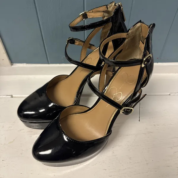 Jessica‎ Simpson Platform Chunky Heel Shoe Double Ankle Straps Black Women's 7 - Image 3