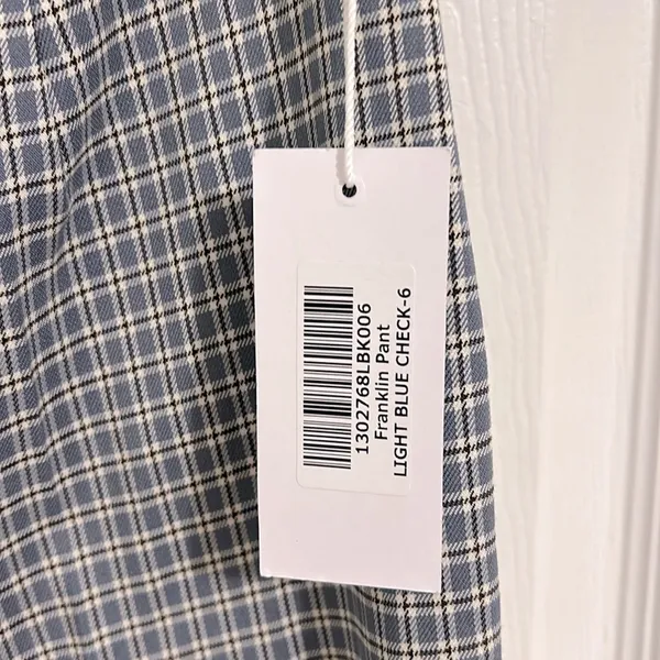 Reformation Franklin Pant Light Blue Check Plaid Print NWT Size 6 - Image 10