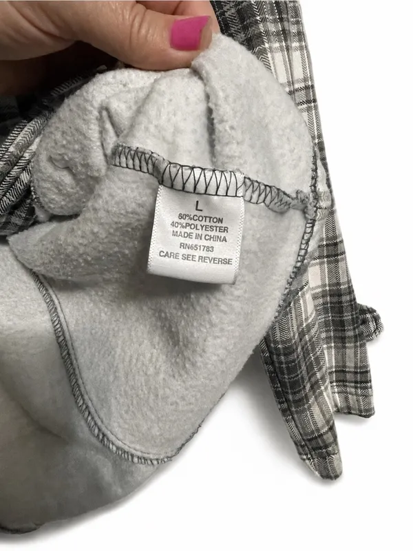 maurices Plaid Double Breasted Hooded Pea Coat Jacket Women's Size L - Image 9