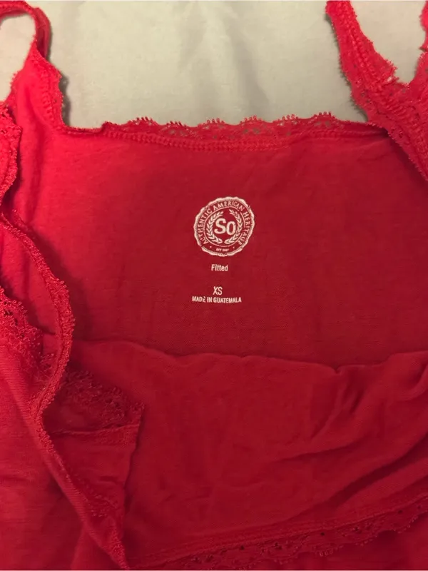 SO Red Lace-Trim Slip Dress (XS) - Image 3