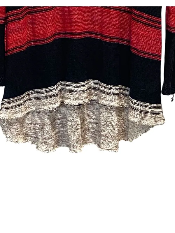 Free People So Perfectly Yours Striped Sweater Beige Size L Beach Coastal Boho - Image 7
