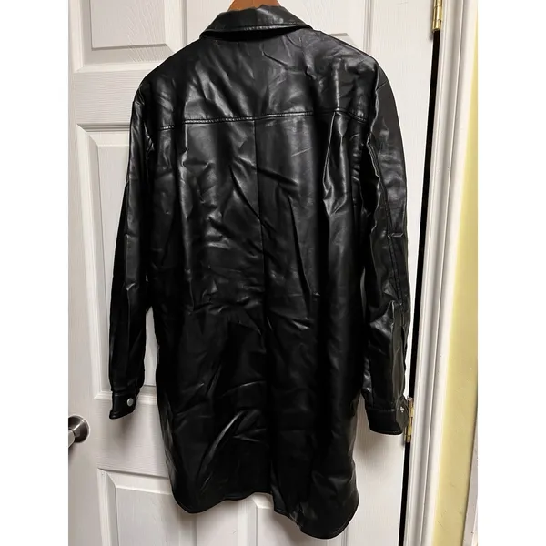 Bagatelle Collection Black Faux Leather Shacket Long Shirt Jacket‎ XL - Image 5