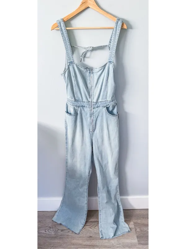 Free People We the Free CRVY 2nd Ave One Piece Denim Jumpsuit - Image 4