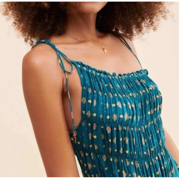 Free People Clementine Emerald Green Mini Medium Dress Whimsigoth Indie Sleaze - Image 3