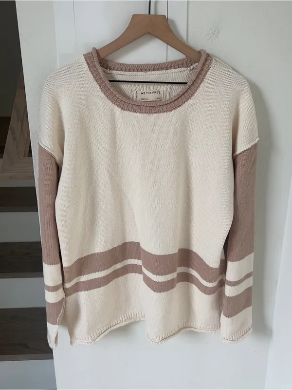 Free People We The Free Ella Colorblock Knit Sweater - Tan Combo - NWT - Image 3