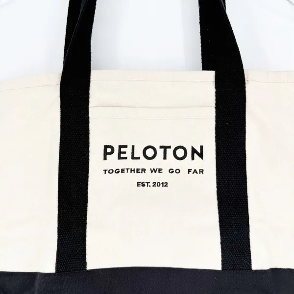 Peloton Together We Go Far Tote Bag Black‎ Canvas Gym Travel - Image 4