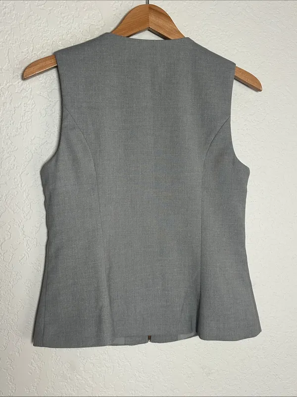 Abercrombie & Fitch Gray Vest Full Zip Minimalist City Chic Tailored Small - Image 9
